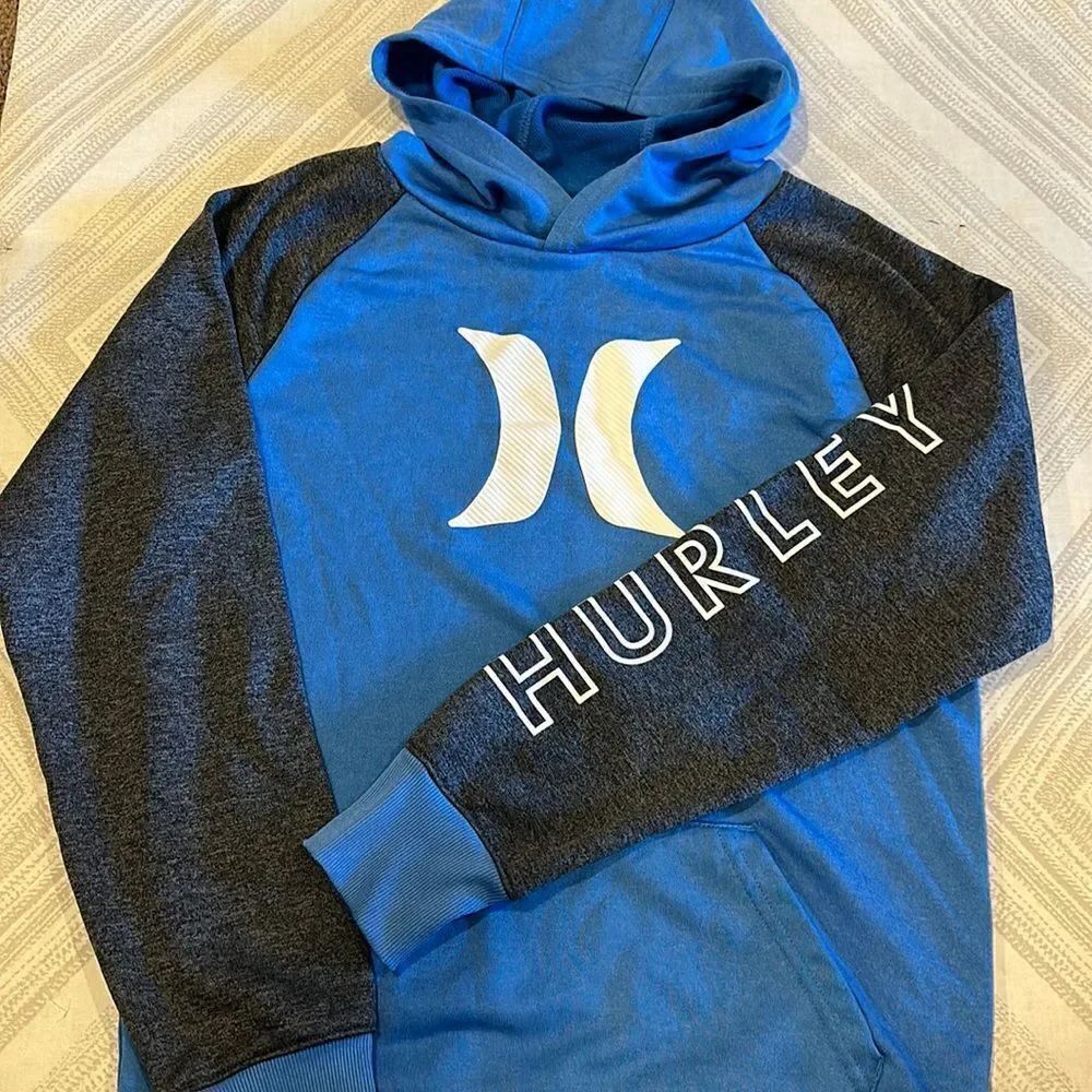 Hurley Boys Grey & Light Blue Hooded Sweatshirt
